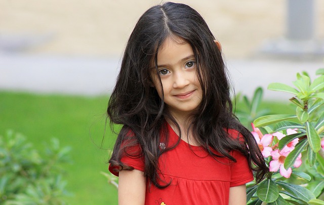Little girl with long brown hair